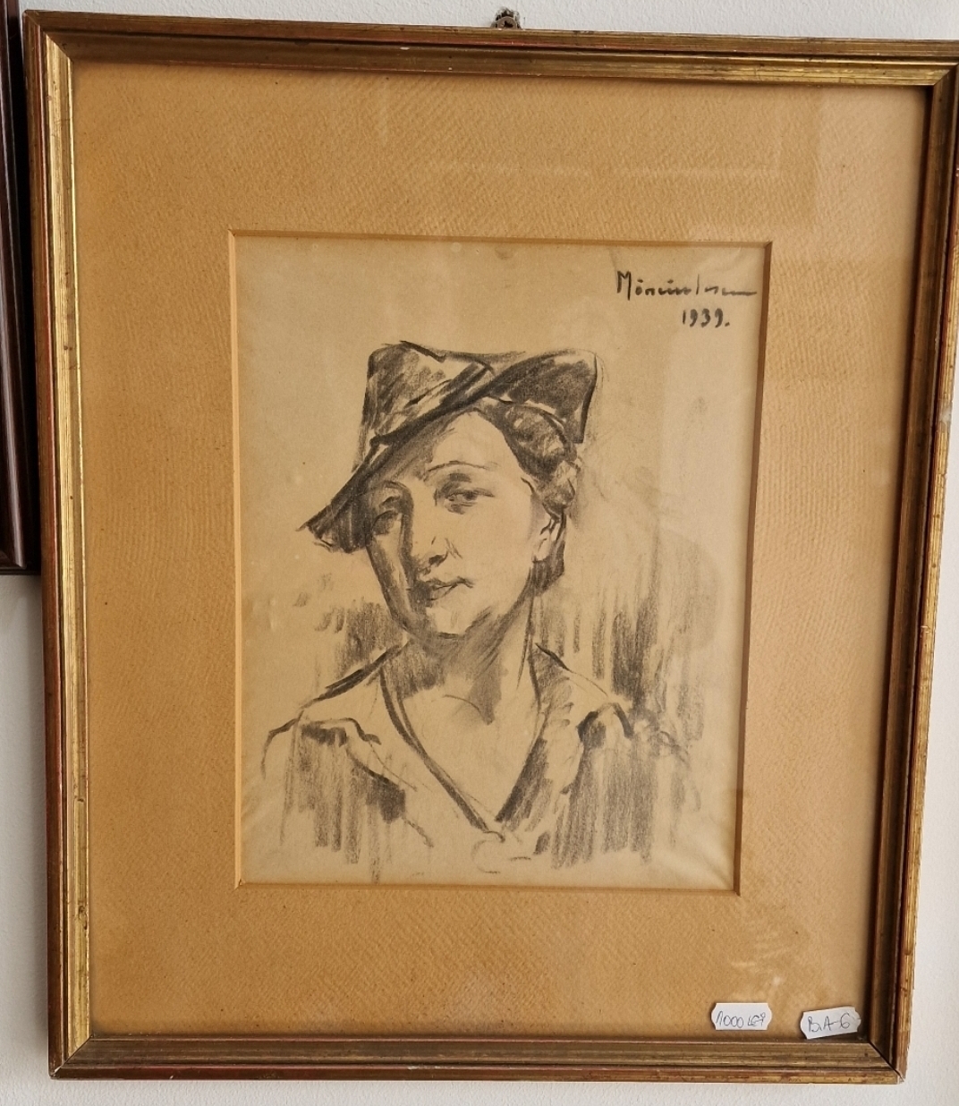 Vand Tablou tuș portret femeie semnat și datat 1939 de Manciulescu dimensiuni 26x20 cm